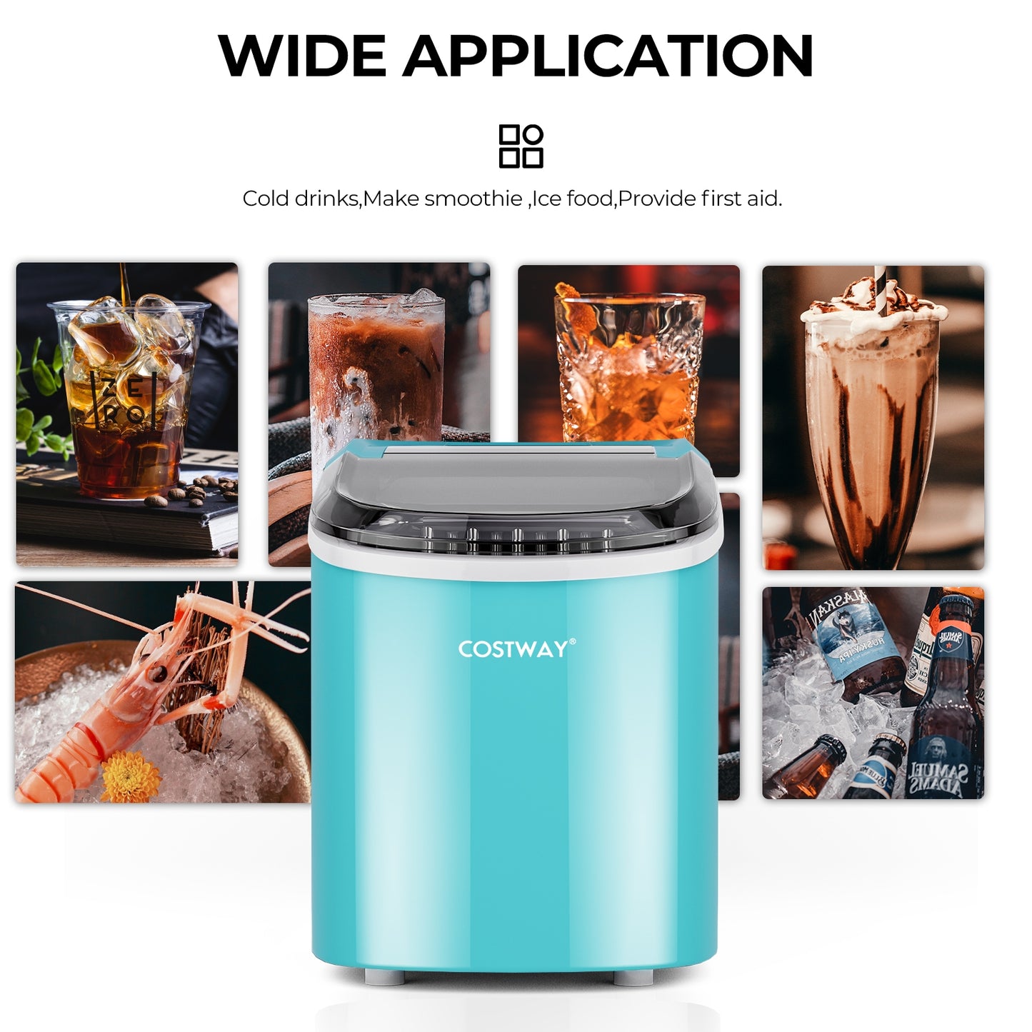 2.2 L Portable Ice Cube Maker with Bullet Shaped Ice Cube, Blue - Gallery Canada
