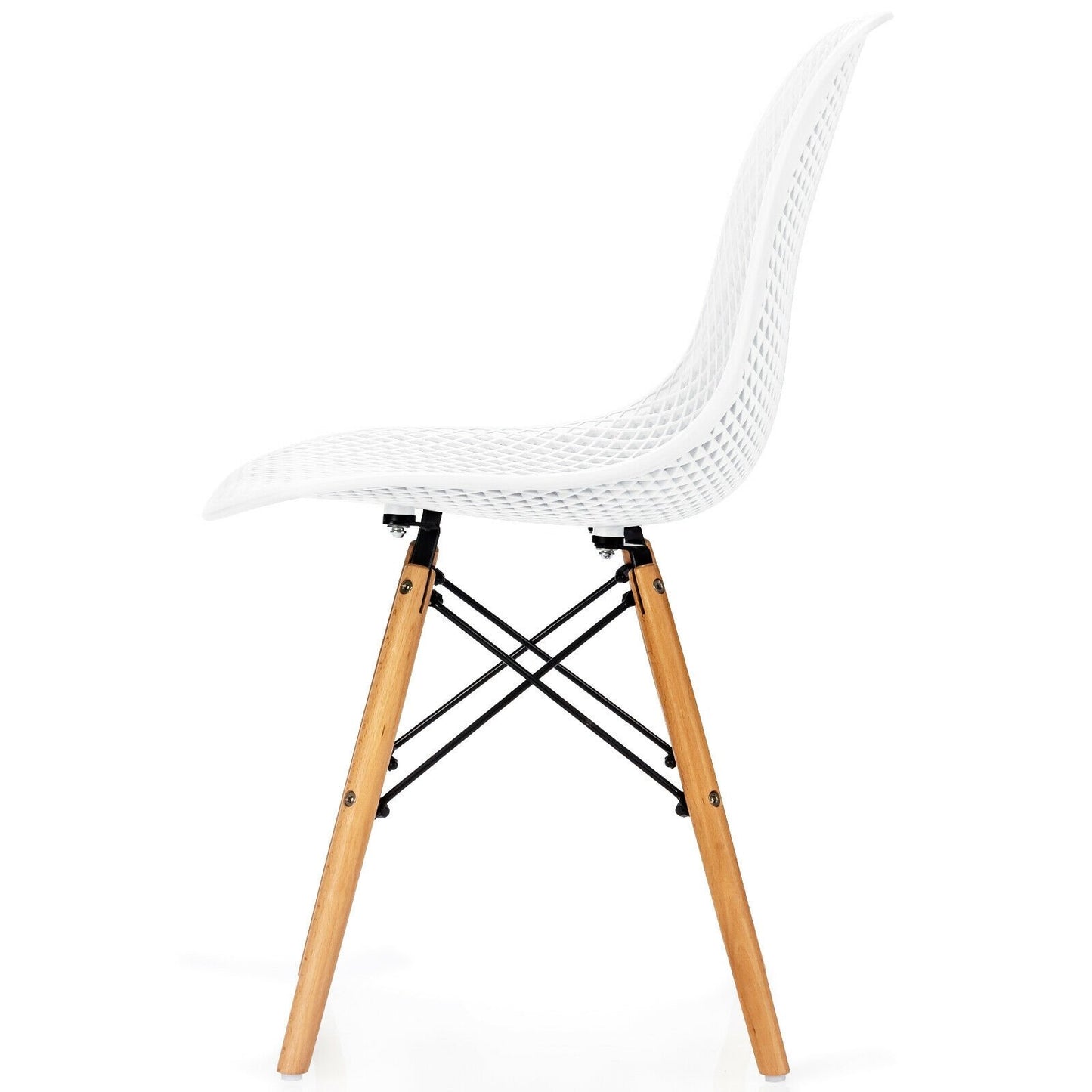 4 Pieces Modern Plastic Hollow Chair Set with Wood Leg, White Dining Chairs   at Gallery Canada