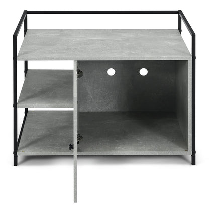 Enclosure Hidden Litter Furniture Cabinet with 2-Tier Storage Shelf, Gray Cat Houses   at Gallery Canada