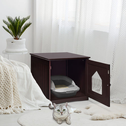 Sidetable Nightstand Weatherproof Multi-function Cat House, Brown