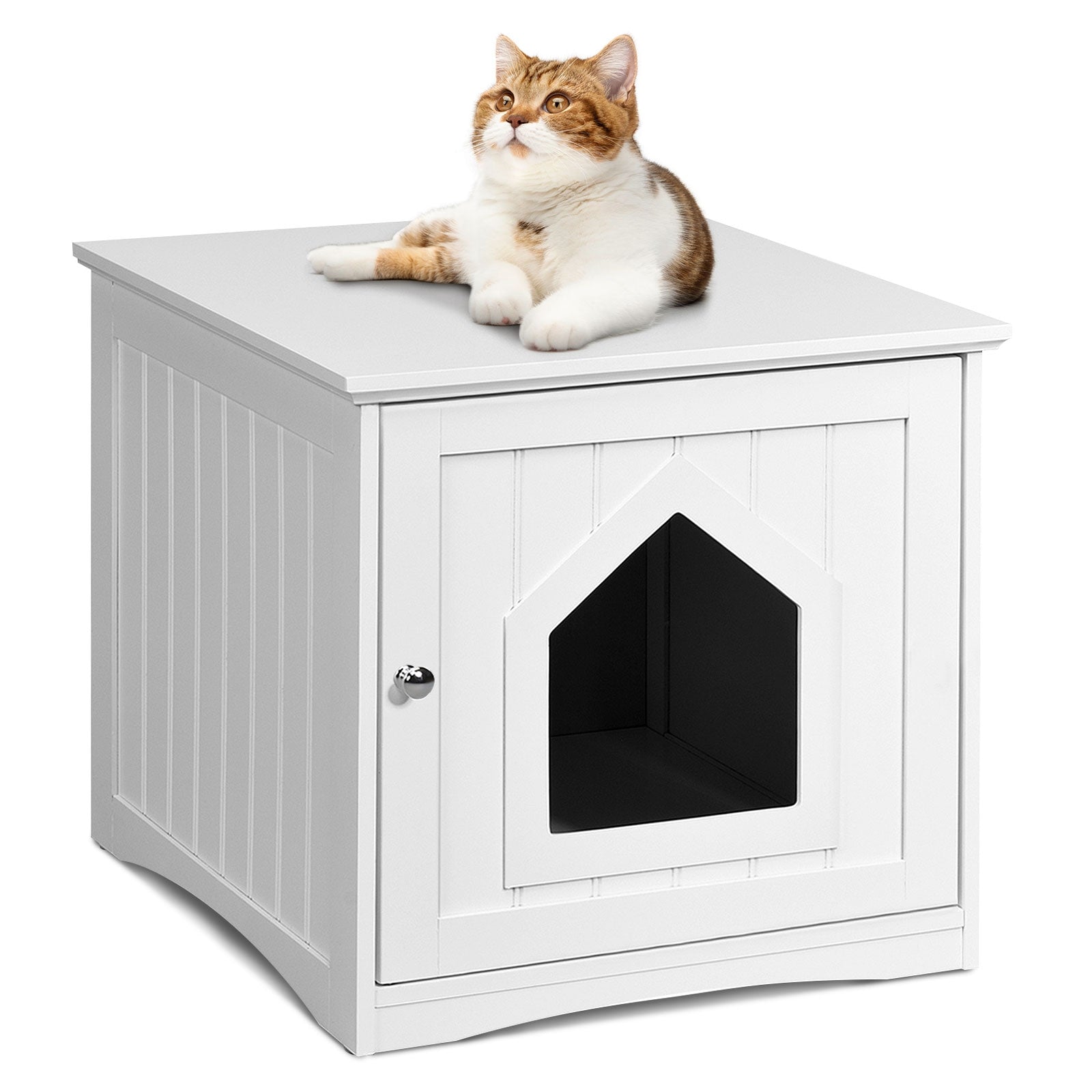 Sidetable Nightstand Weatherproof Multi-function Cat House, White Cat Houses at Gallery Canada