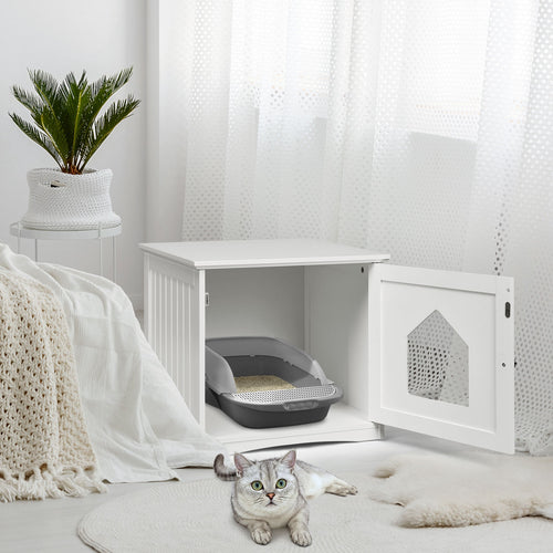 Sidetable Nightstand Weatherproof Multi-function Cat House, White