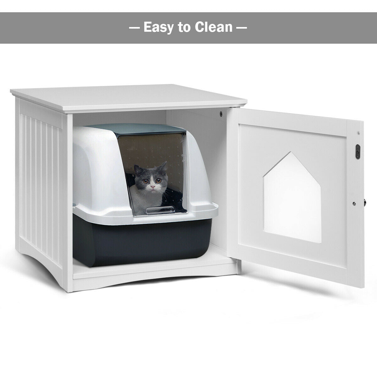 Sidetable Nightstand Weatherproof Multi-function Cat House, White Cat Houses at Gallery Canada