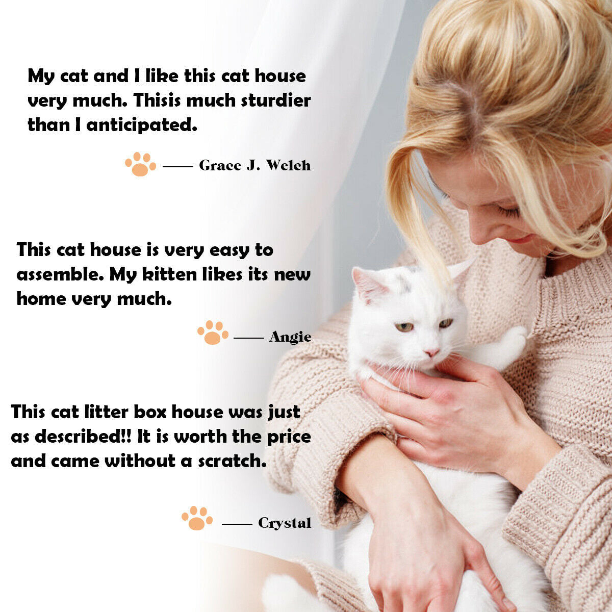 Sidetable Nightstand Weatherproof Multi-function Cat House, White Cat Houses at Gallery Canada
