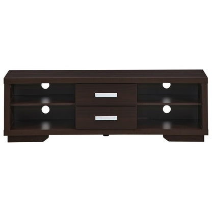 Modern TV Stand Entertainment Center with 2 Drawers and 4 Open Shelves, Black - Gallery Canada