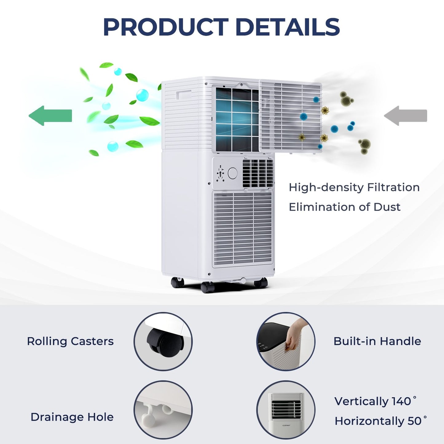 8000 BTU 3-in-1 Air Cooler with Dehumidifier and Fan Mode, White Portable Air Conditioners   at Gallery Canada