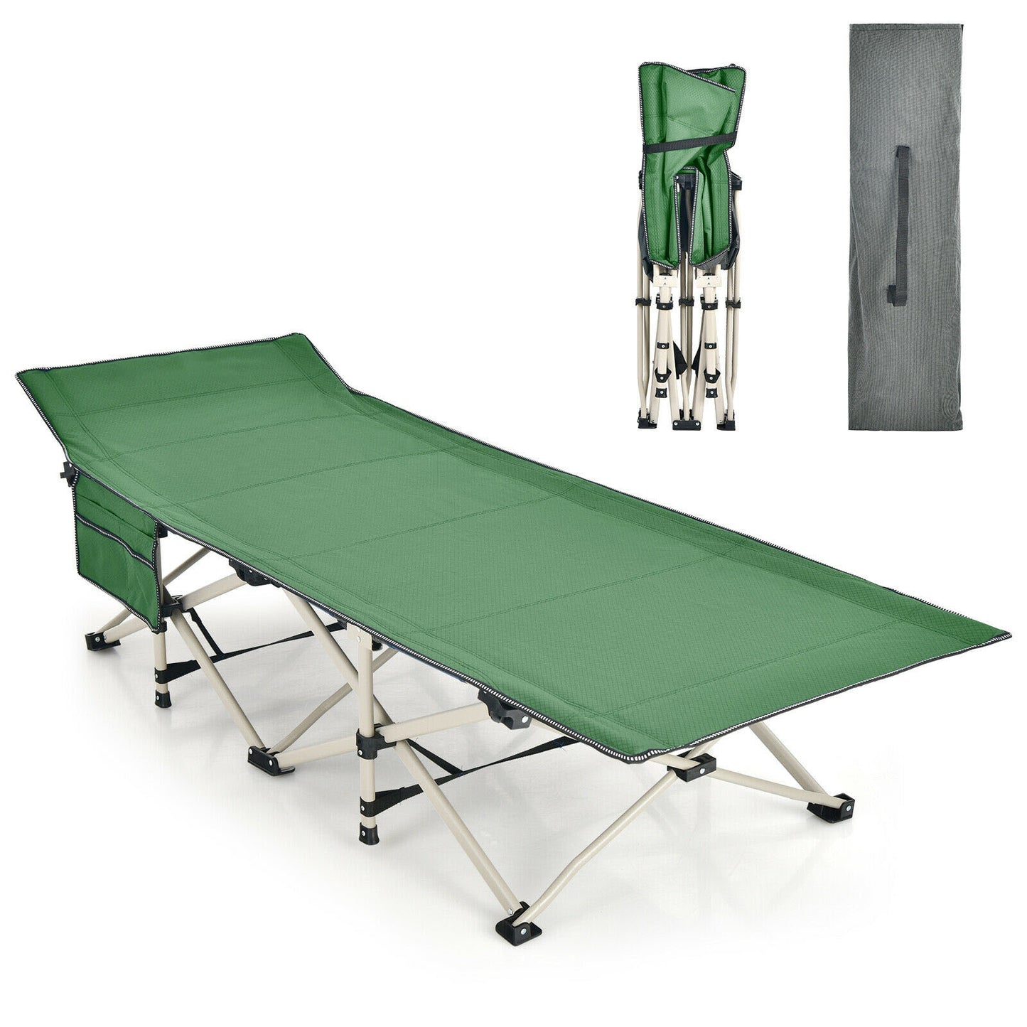 Wide Foldable Camping Cot with Carry Bag, Green Camping Furniture Green  at Gallery Canada