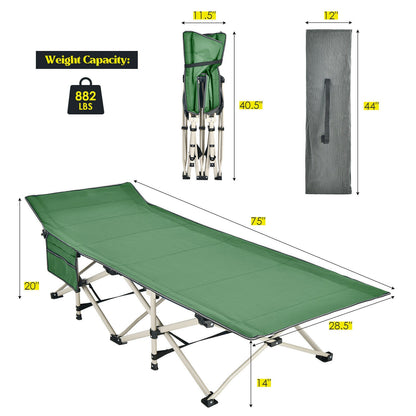 Wide Foldable Camping Cot with Carry Bag, Green Camping Furniture   at Gallery Canada