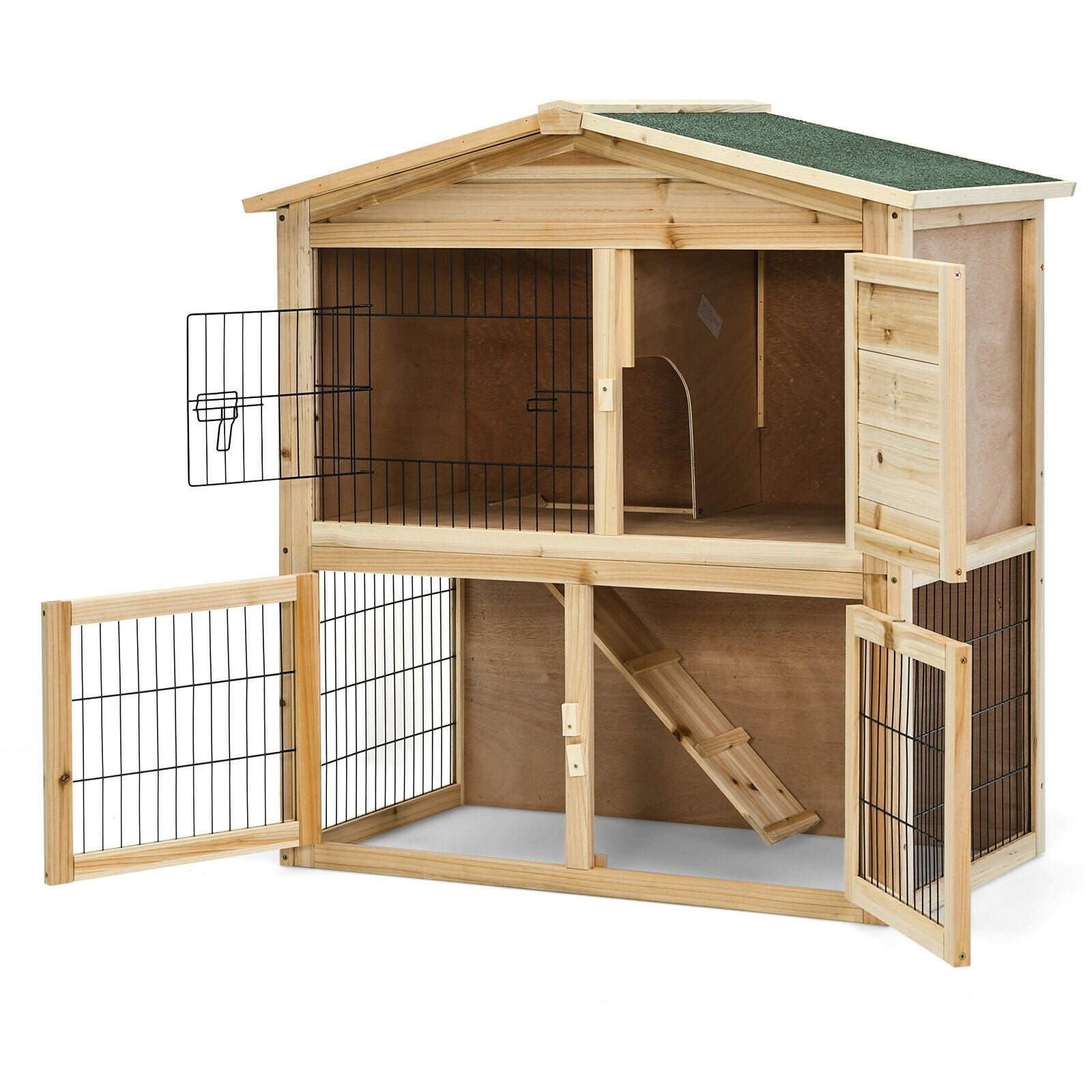 35 Inch Wooden Chicken Coop with Ramp, Natural Rabbit Hutches   at Gallery Canada