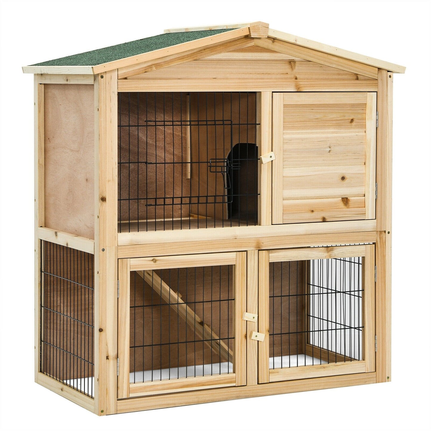 35 Inch Wooden Chicken Coop with Ramp, Natural Rabbit Hutches   at Gallery Canada