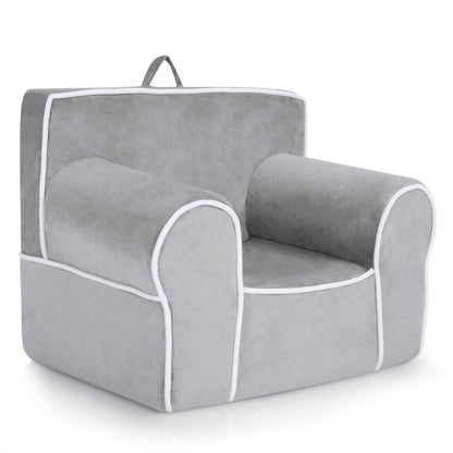 Upholstered Kids Sofa with Velvet Fabric and High-Quality Sponge, Gray Kids Chairs & Seating   at Gallery Canada