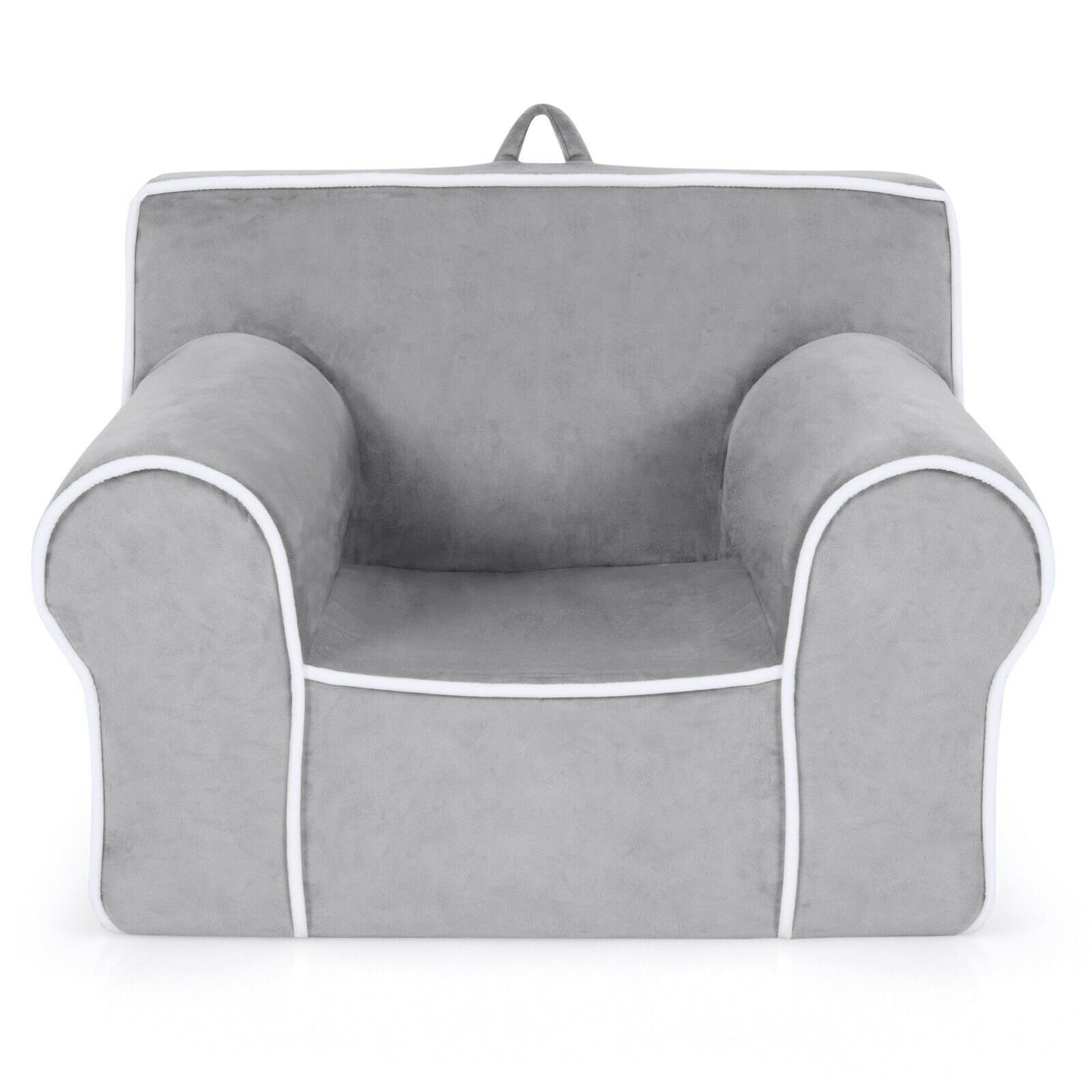 Upholstered Kids Sofa with Velvet Fabric and High-Quality Sponge, Gray Kids Chairs & Seating   at Gallery Canada