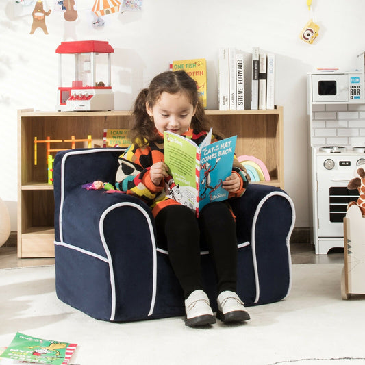 Upholstered Kids Sofa with Velvet Fabric and High-Quality Sponge, Navy Kids Chairs & Seating   at Gallery Canada