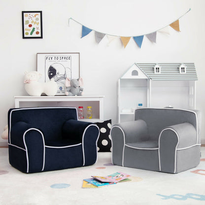 Upholstered Kids Sofa with Velvet Fabric and High-Quality Sponge, Navy Kids Chairs & Seating   at Gallery Canada