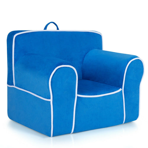 Upholstered Kids Sofa with Velvet Fabric and High-Quality Sponge, Blue