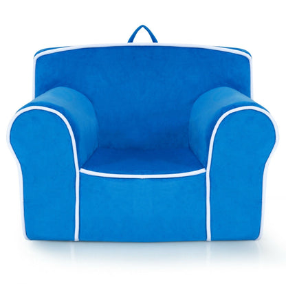 Upholstered Kids Sofa with Velvet Fabric and High-Quality Sponge, Blue Kids Chairs & Seating   at Gallery Canada