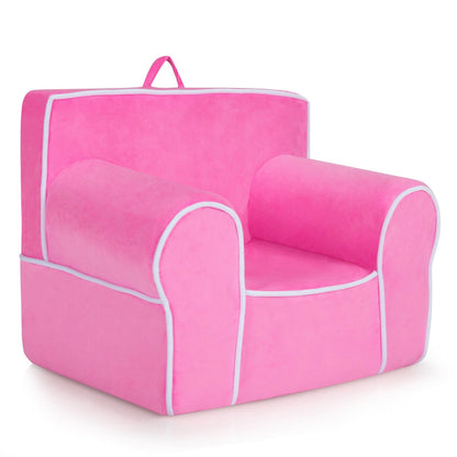 Upholstered Kids Sofa with Velvet Fabric and High-Quality Sponge, Pink Kids Chairs & Seating   at Gallery Canada