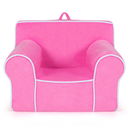 Upholstered Kids Sofa with Velvet Fabric and High-Quality Sponge, Pink Kids Chairs & Seating   at Gallery Canada