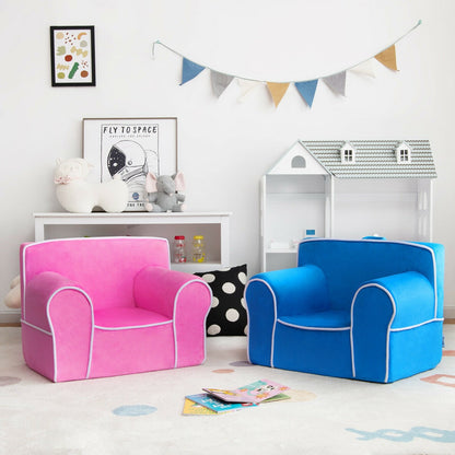 Upholstered Kids Sofa with Velvet Fabric and High-Quality Sponge, Pink - Gallery Canada