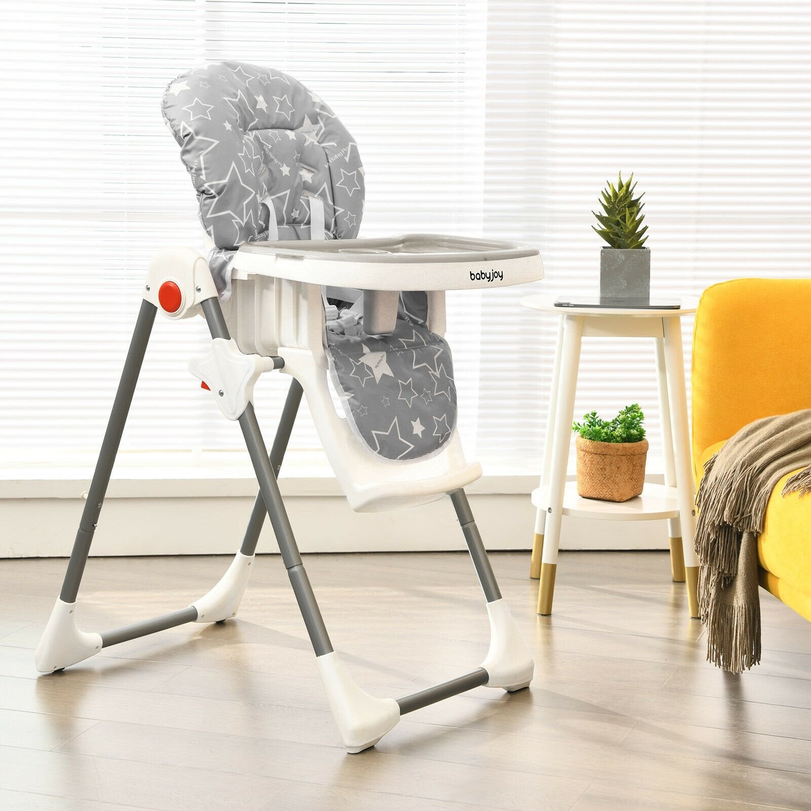 Folding Baby High Dining Chair with 6-Level Height Adjustment, Gray High Chairs   at Gallery Canada