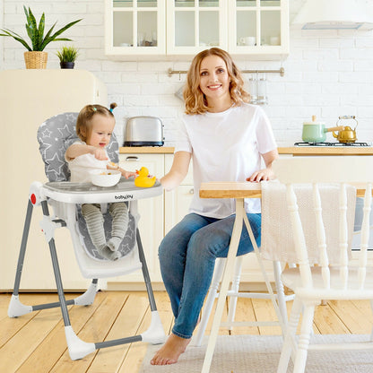 Folding Baby High Dining Chair with 6-Level Height Adjustment, Gray High Chairs   at Gallery Canada