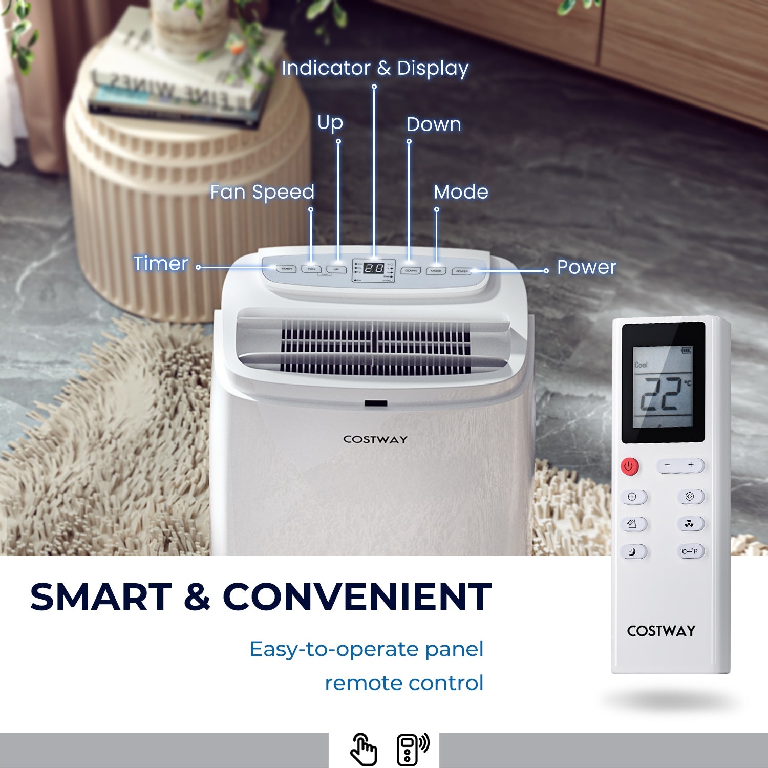 12000BTU 3-in-1 Portable Air Conditioner with Remote, White Portable Air Conditioners at Gallery Canada