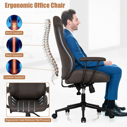 High Adjustable Back Executive Office Chair with Armrest, Brown Executive Chairs   at Gallery Canada