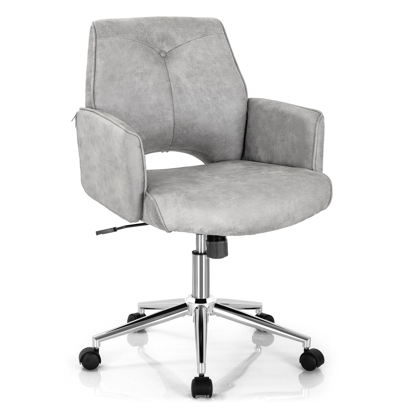 Adjustable Hollow Mid Back Leisure Office Chair with Armrest, Gray Leisure Chairs   at Gallery Canada