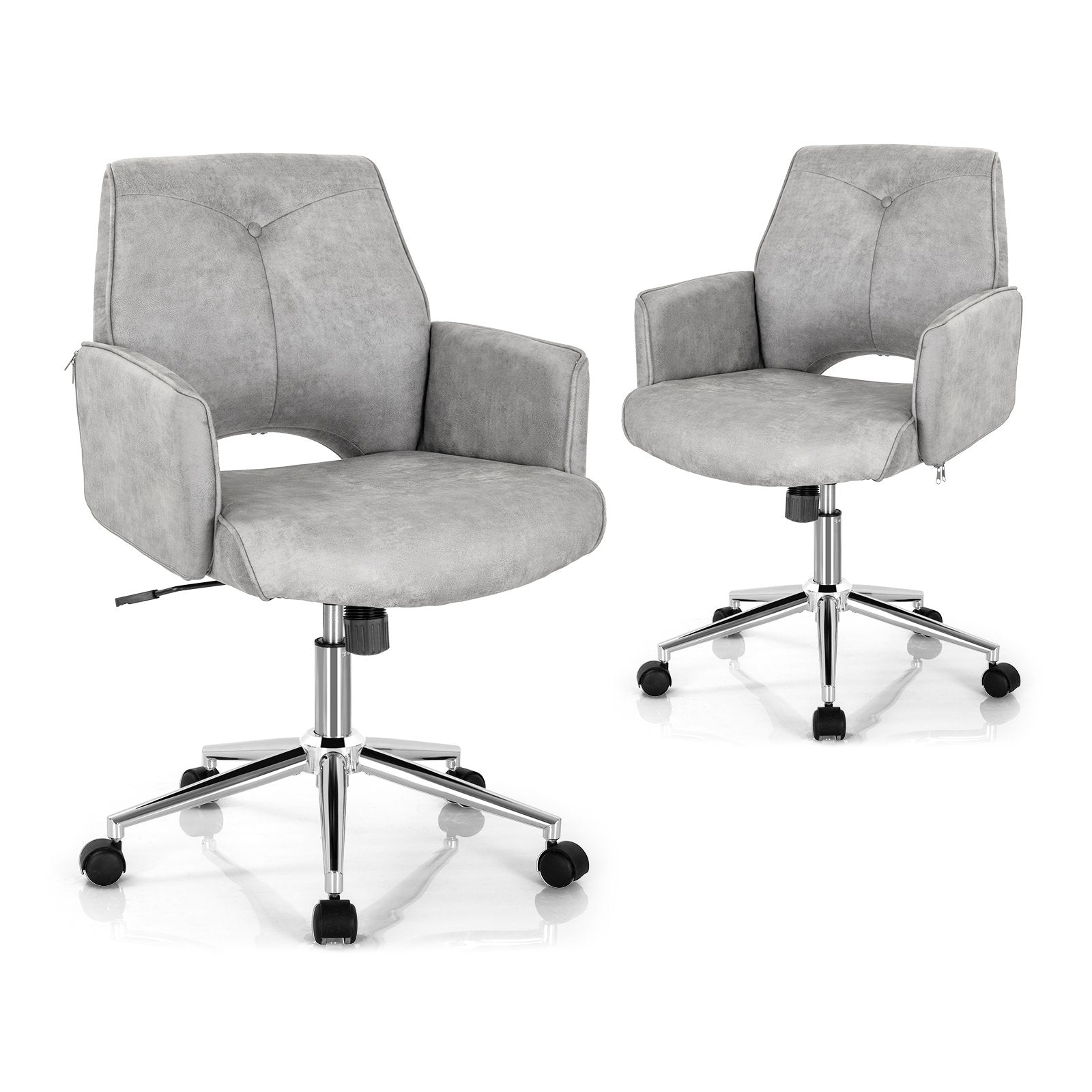 Adjustable Hollow Mid Back Leisure Office Chair with Armrest, Gray Leisure Chairs   at Gallery Canada