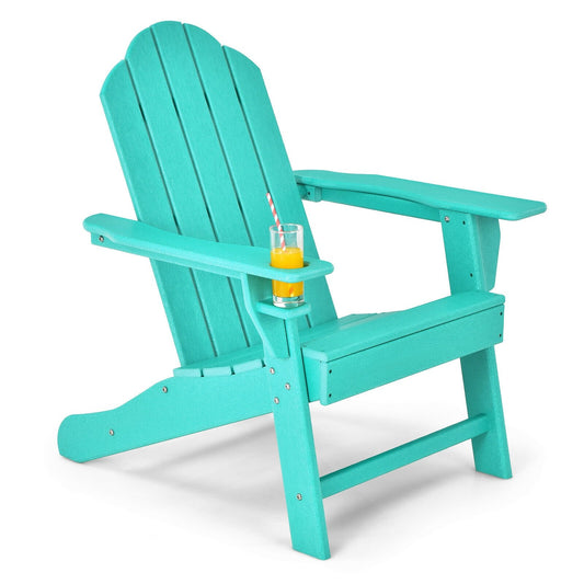 Outdoor Adirondack Chair with Built-in Cup Holder for Backyard Porch, Turquoise Adirondack Chairs   at Gallery Canada