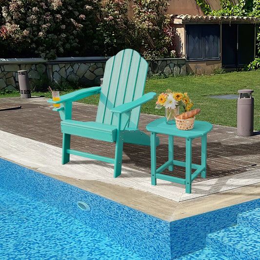 Outdoor Adirondack Chair with Built-in Cup Holder for Backyard Porch, Turquoise Adirondack Chairs   at Gallery Canada