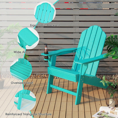 Outdoor Adirondack Chair with Built-in Cup Holder for Backyard Porch, Turquoise Adirondack Chairs   at Gallery Canada