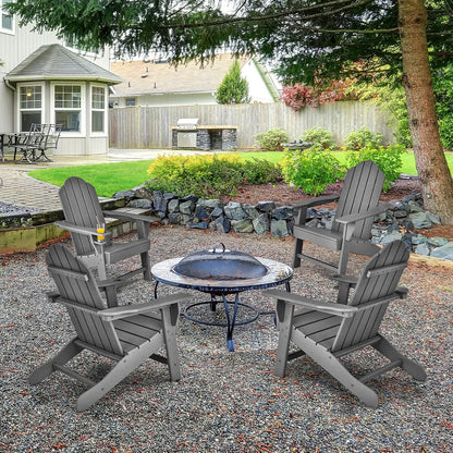 Outdoor Adirondack Chair with Built-in Cup Holder for Backyard Porch, Gray Adirondack Chairs   at Gallery Canada