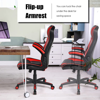 Racing Style Office Chair with PVC and PU Leather Seat, Red - Gallery Canada