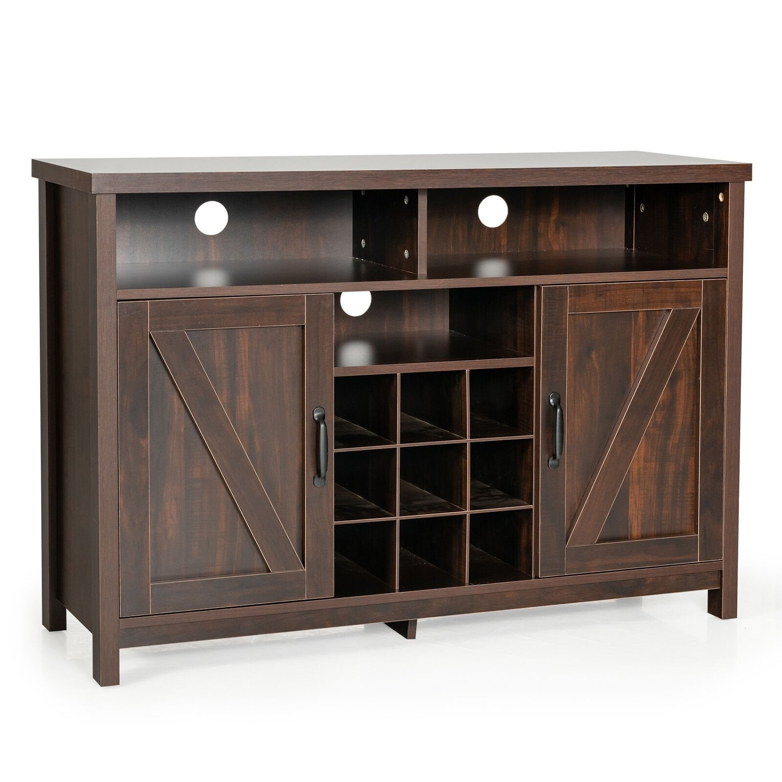 Farmhouse Sideboard with Detachable Wine Rack and Cabinets, Brown Sideboards Cabinets & Buffets   at Gallery Canada
