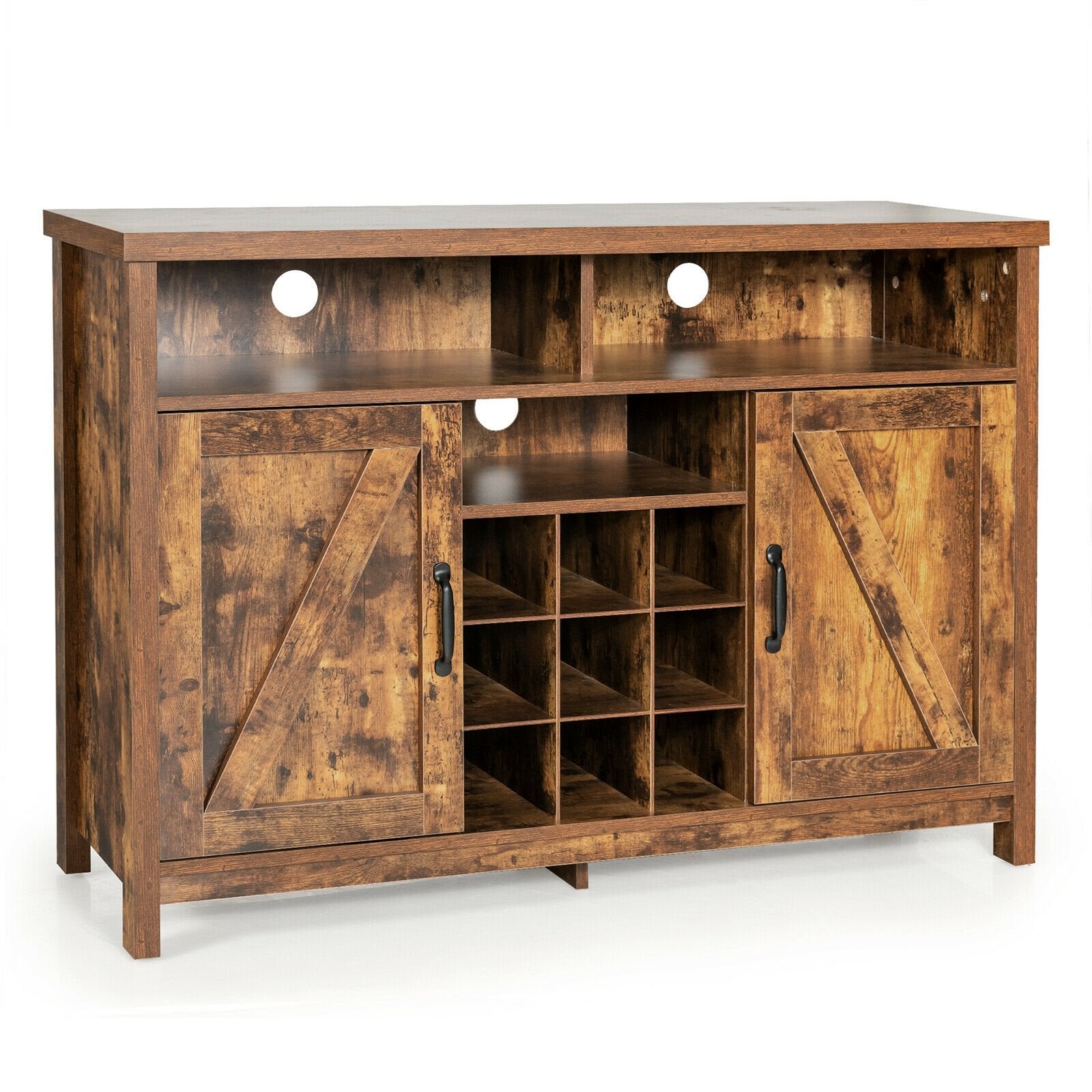 Farmhouse Sideboard with Detachable Wine Rack and Cabinets, Rustic Brown Sideboards Cabinets & Buffets   at Gallery Canada