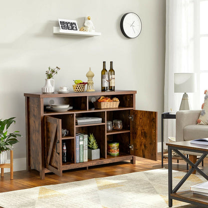 Farmhouse Sideboard with Detachable Wine Rack and Cabinets, Rustic Brown Sideboards Cabinets & Buffets   at Gallery Canada