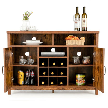 Farmhouse Sideboard with Detachable Wine Rack and Cabinets, Rustic Brown Sideboards Cabinets & Buffets   at Gallery Canada