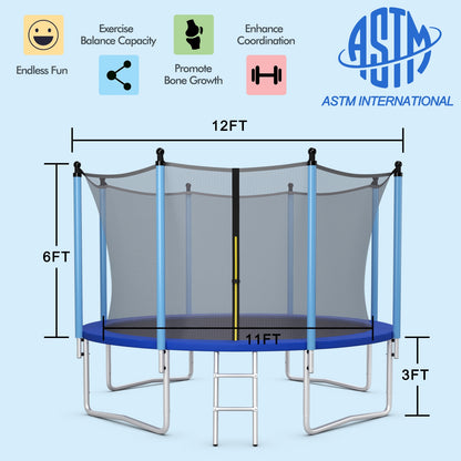 Outdoor Trampoline with Safety Closure Net-12 ft, Blue Trampolines   at Gallery Canada