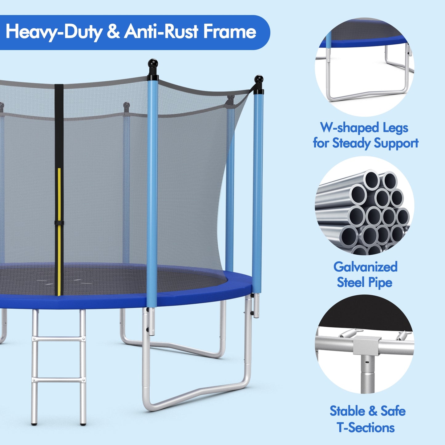 Outdoor Trampoline with Safety Closure Net-12 ft, Blue Trampolines   at Gallery Canada