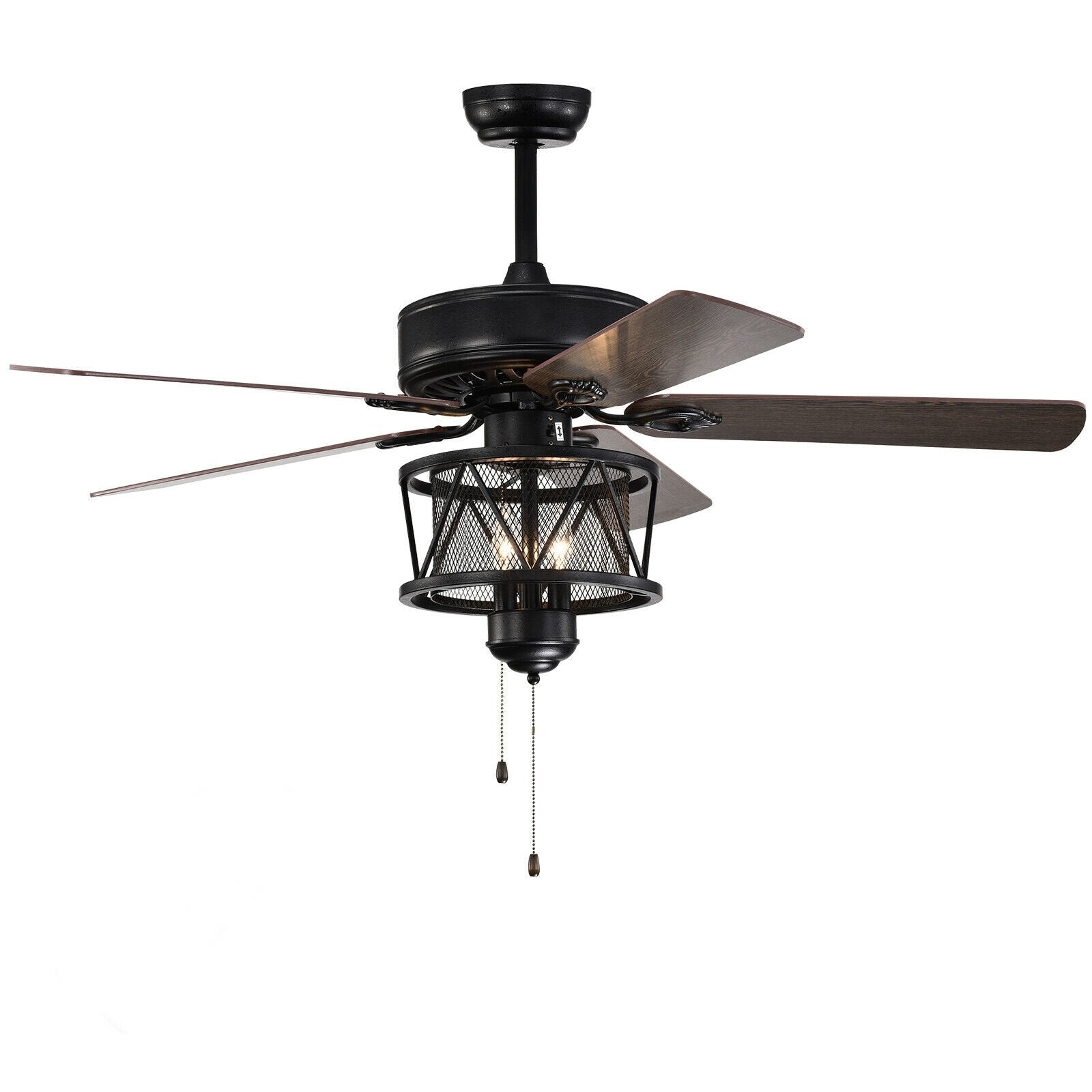 50 Inches Ceiling Fan with Lights Reversible Blades and Pull Chain Control, Black Ceiling Fans   at Gallery Canada