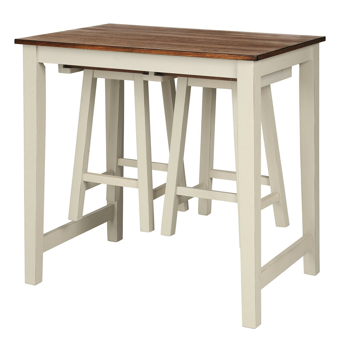 Counter Height Pub Table with 2 Saddle Bar Stools, Brown Dining Room Sets at Gallery Canada