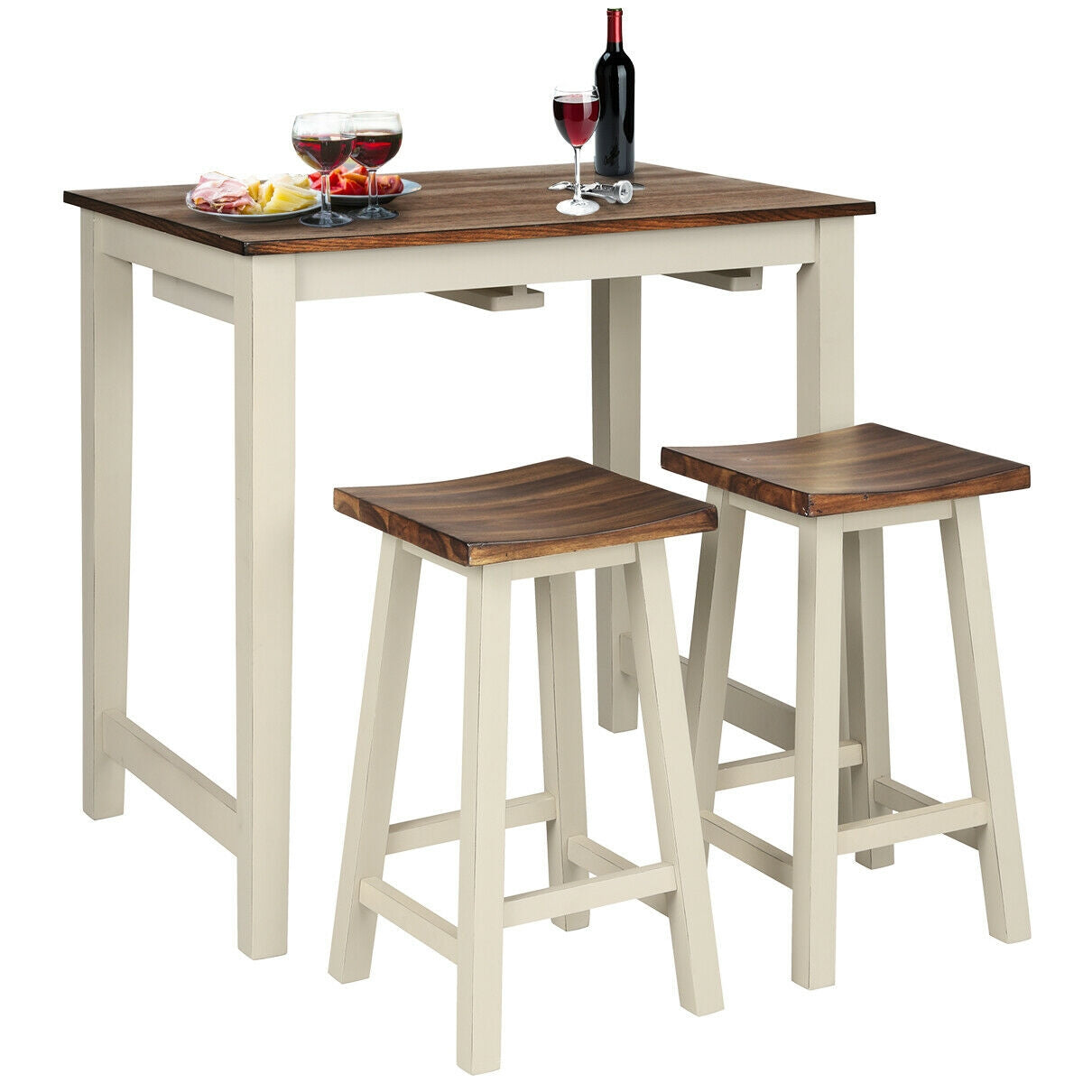 Counter Height Pub Table with 2 Saddle Bar Stools, Brown Dining Room Sets at Gallery Canada