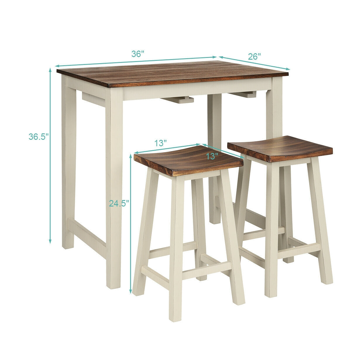 Counter Height Pub Table with 2 Saddle Bar Stools, Brown Dining Room Sets at Gallery Canada