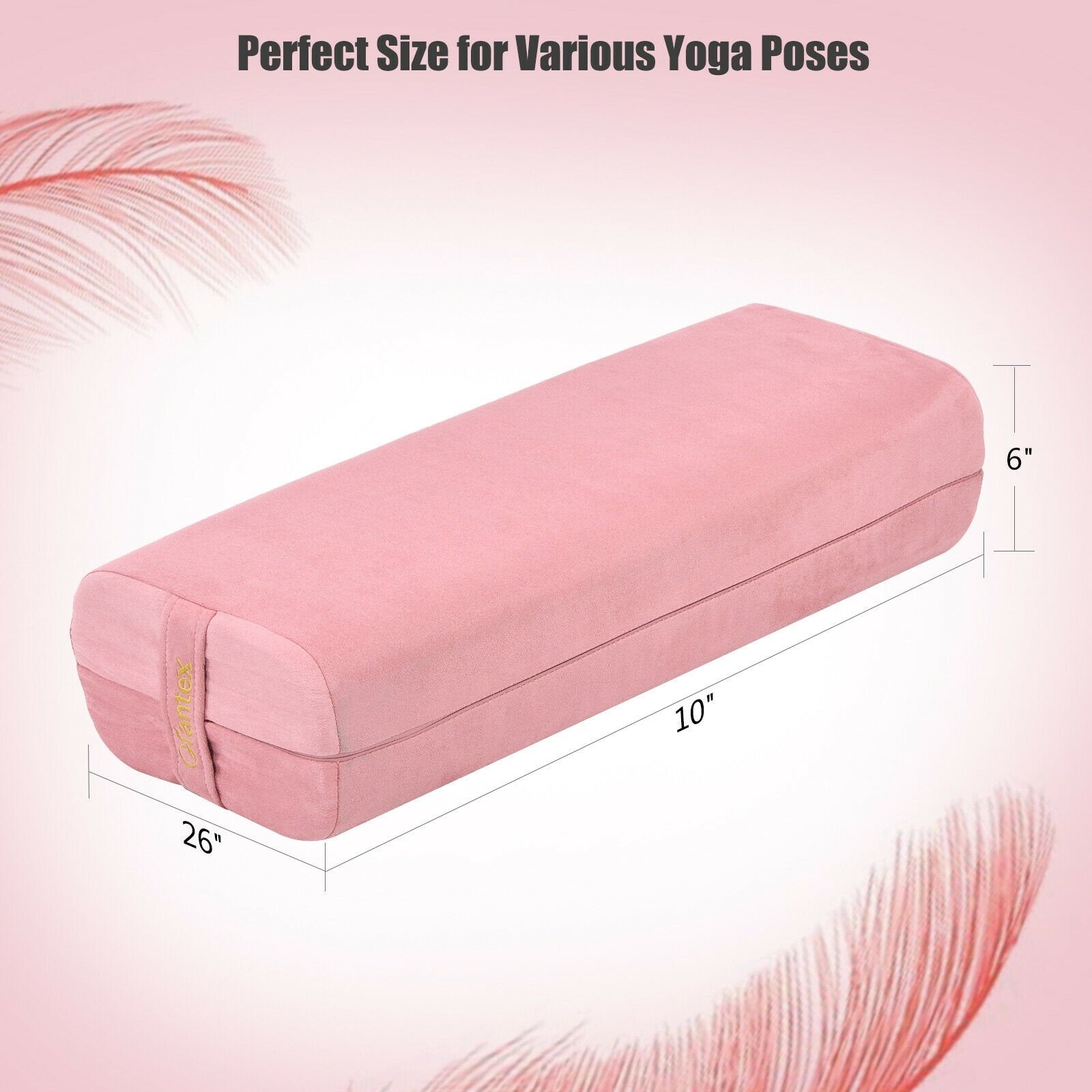 Yoga Bolster Pillow with Washable Cover and Carry Handle, Pink Yoga Accessories   at Gallery Canada