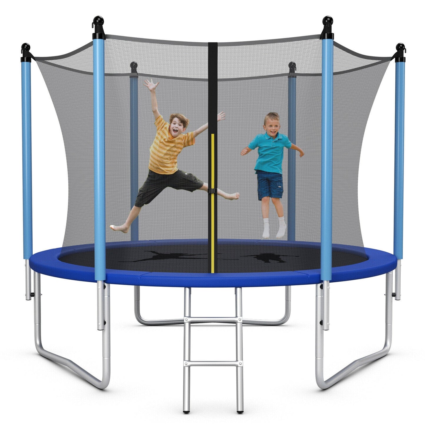 14 Feet Jumping Exercise Recreational Bounce Trampoline with Safety Net, Blue Trampolines Blue at Gallery Canada