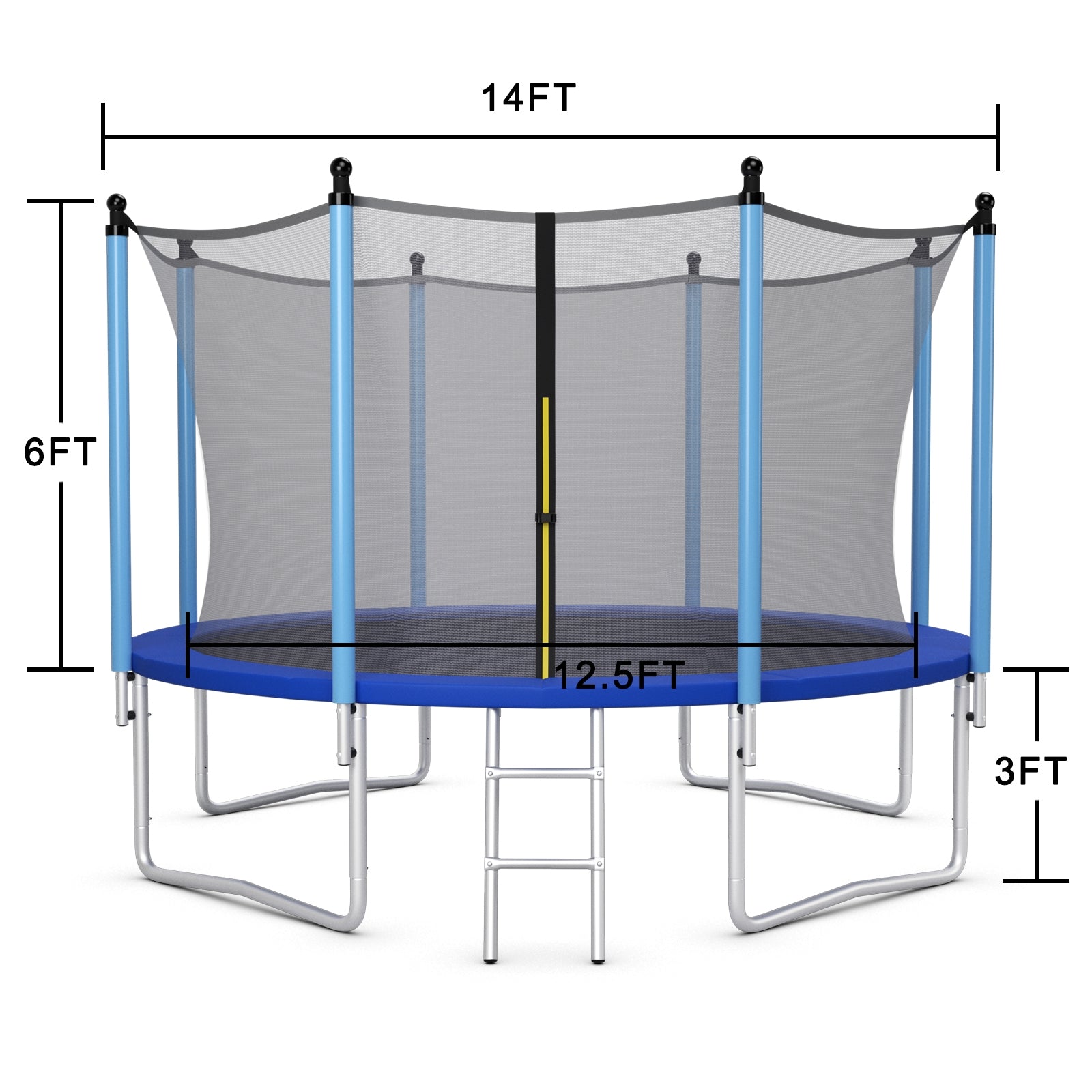 14 Feet Jumping Exercise Recreational Bounce Trampoline with Safety Net, Blue Trampolines at Gallery Canada