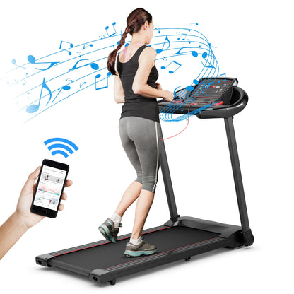 2.25HP Electric Running Machine Treadmill with Speaker and APP Control, Red Treadmills   at Gallery Canada