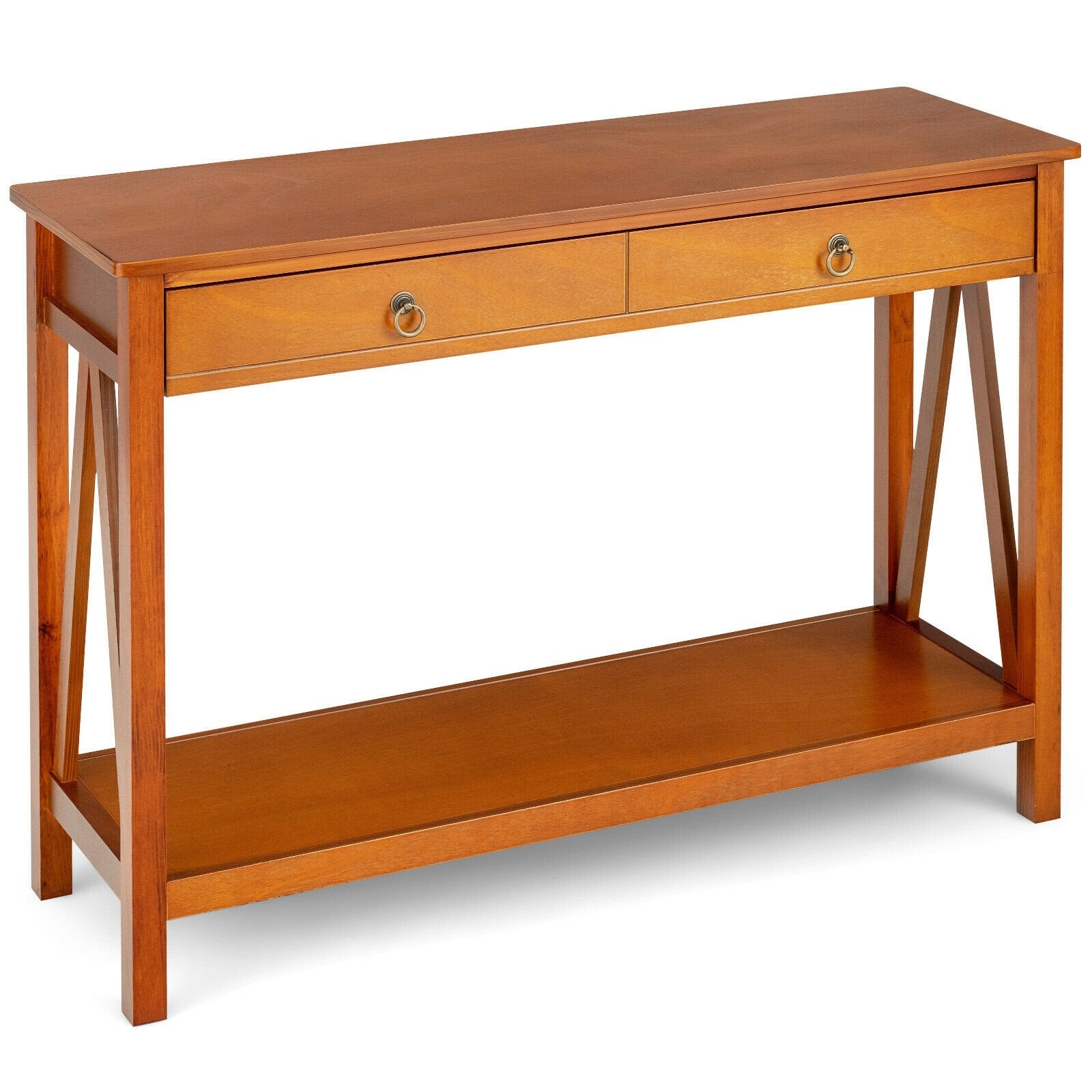 Console Table with 2 Drawer Storage Shelf for Entryway Hallway, Natural Console Tables   at Gallery Canada