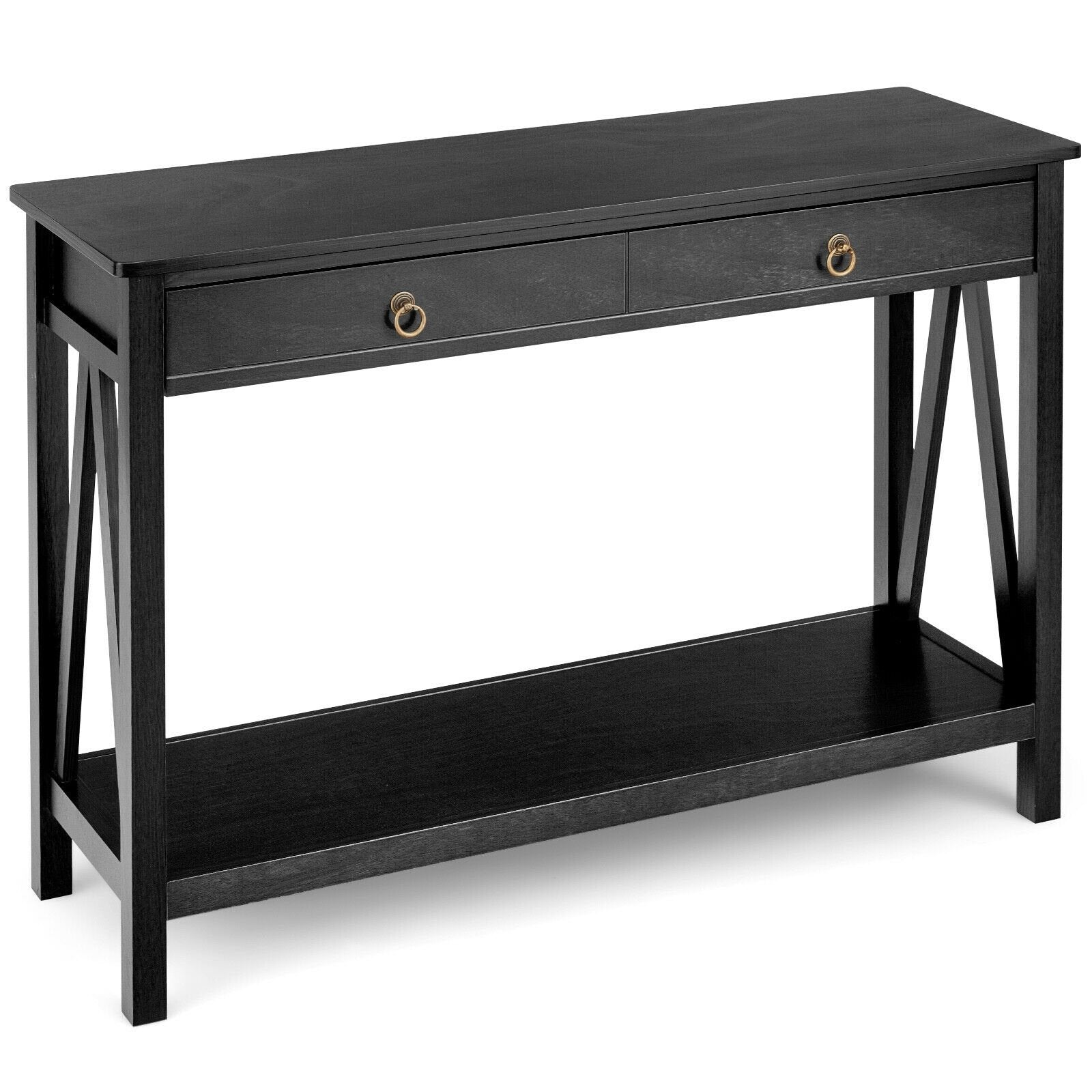 Console Table with 2 Drawer Storage Shelf for Entryway Hallway, Black Console Tables   at Gallery Canada